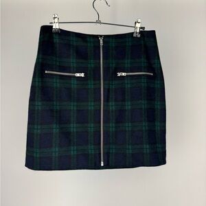 Madewell Tartan Mini Skirt in Green and Navy